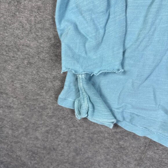 Rag Bone Shirt Mens Small Blue Henley Light Aqua Long Sleeve Destroyed Homeless - Picture 14 of 15